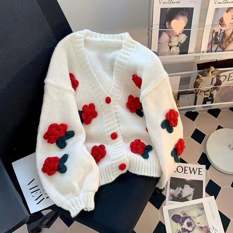 New 3D Flower Knitted Cardigan - Japanese Snacks 评论和价格