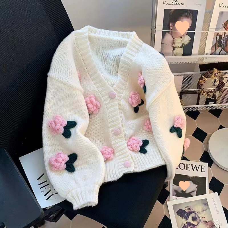 New 3D Flower Knitted Cardigan - Japanese Snacks 评论和价格