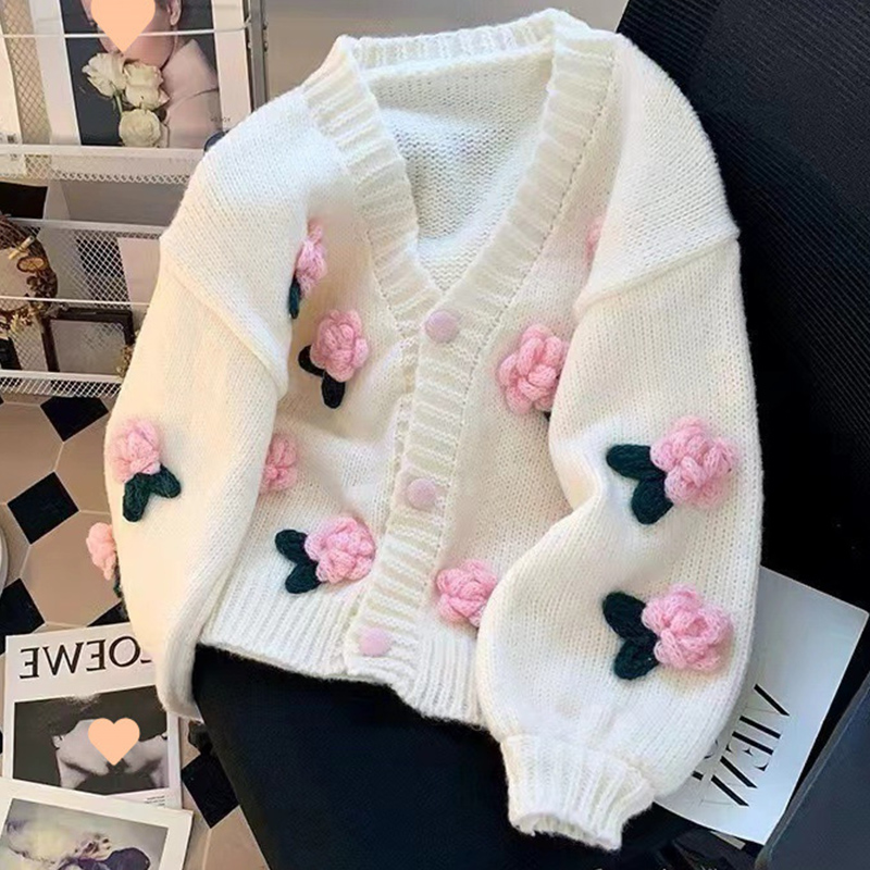 New 3D Flower Knitted Cardigan - Japanese Snacks 评论和价格