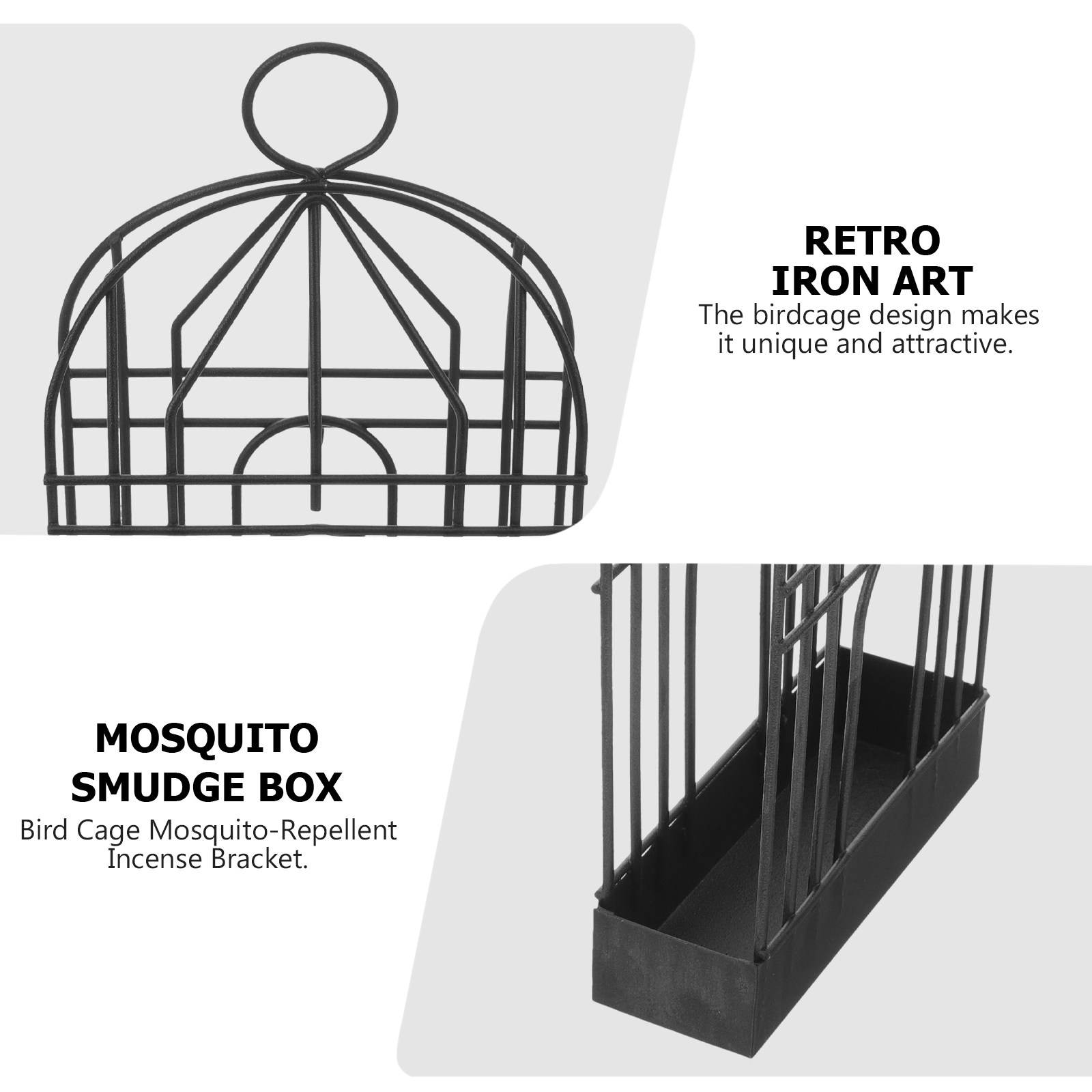 Black Retro Iron Birdcage Brac - Incense Holder 评论和价格