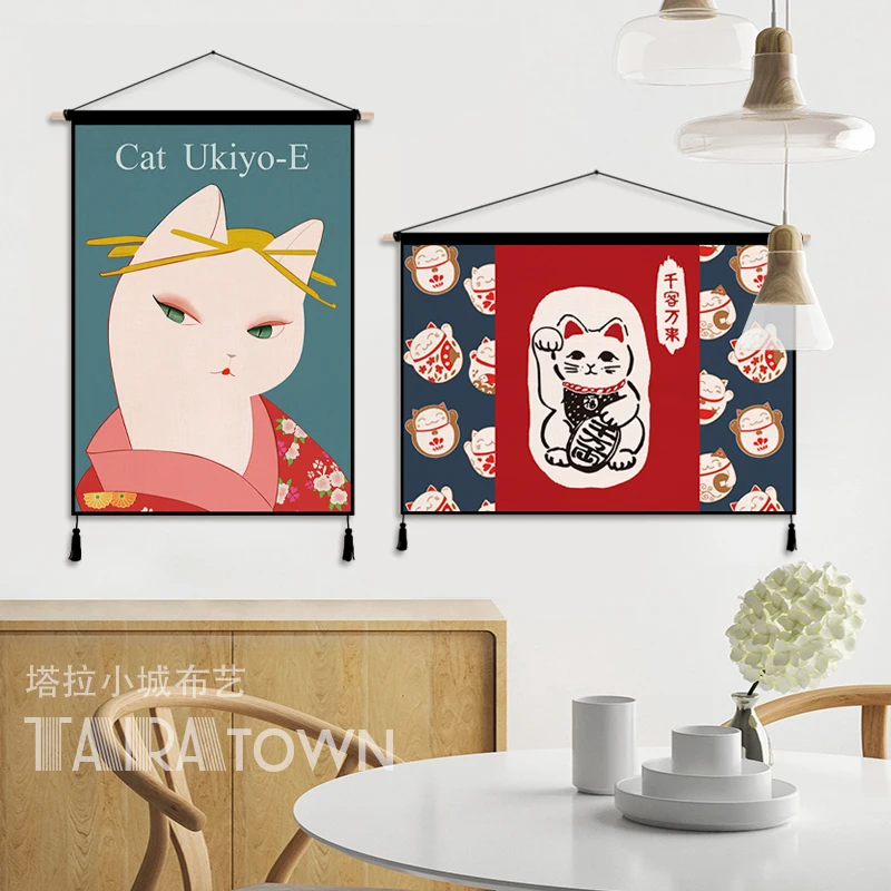 Japanese Lucky Cat Cloth Art A - Japanese Restaurant Lifestyle 评论和价格